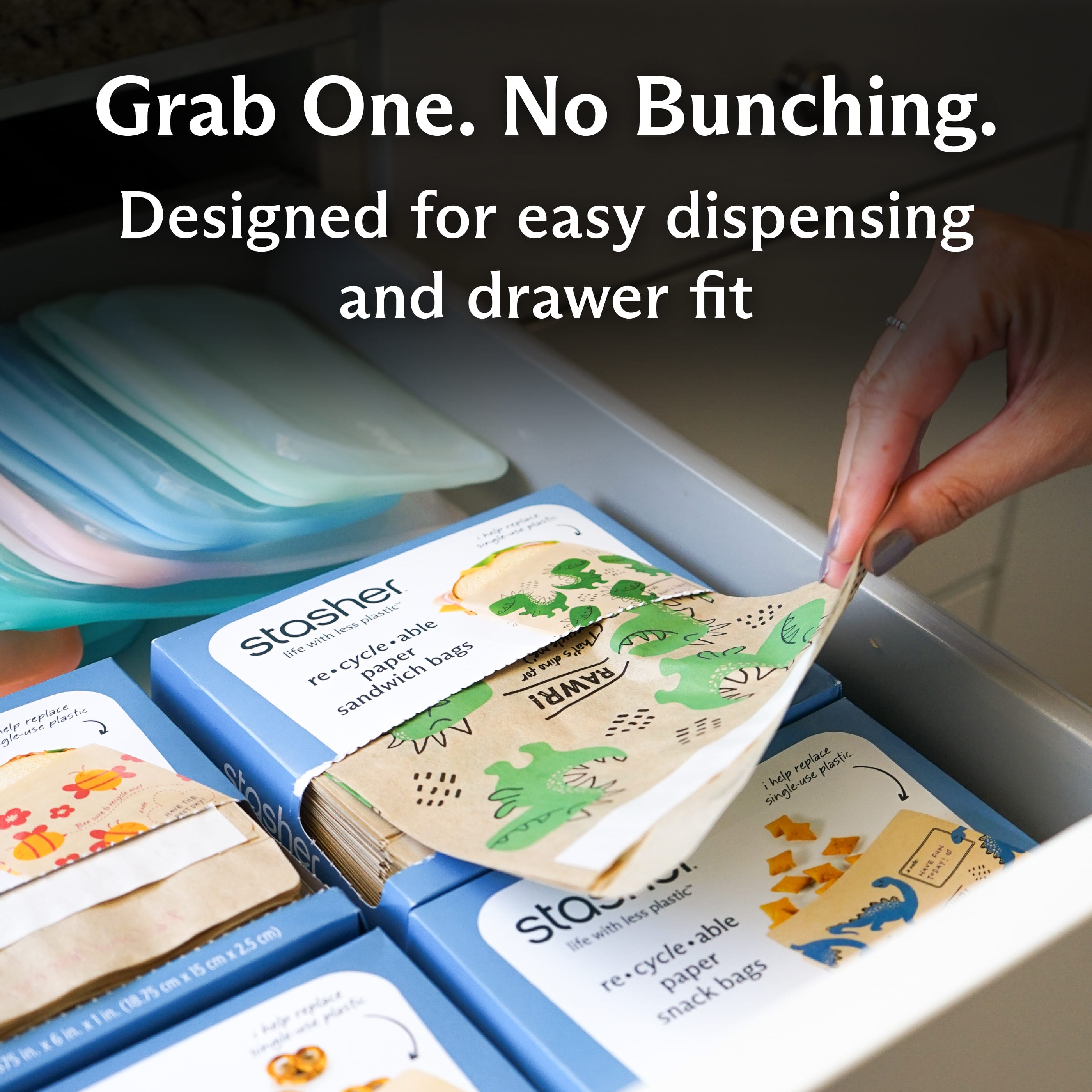 Recyclable Paper Bags 8-Pack 400ct Reusable Storage Bag
