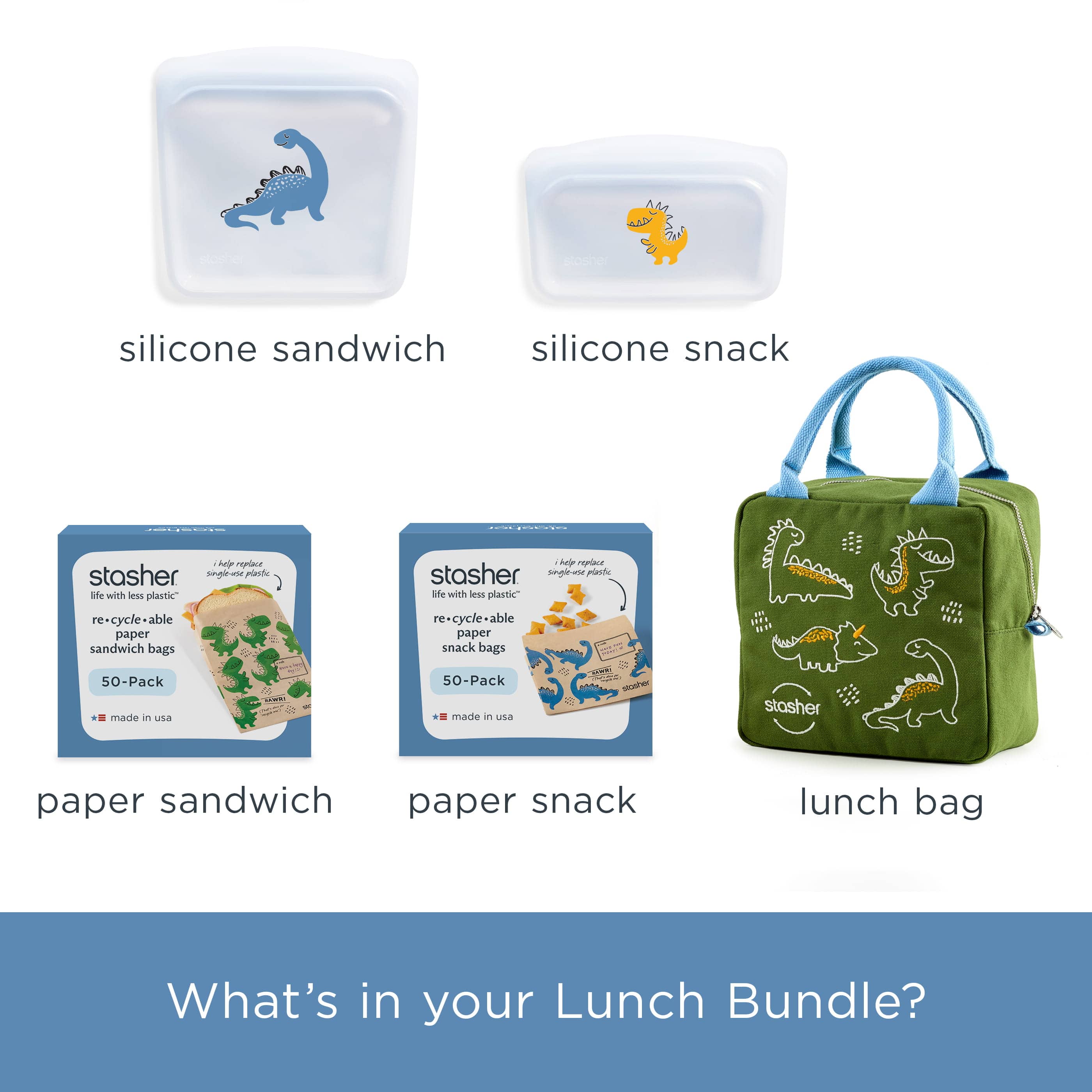 Complete School Lunch Kit 5-Pack Reusable Storage Set
