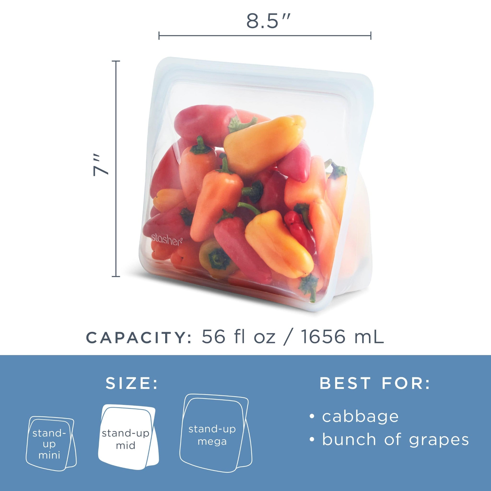 Stand-Up Mid Bag Reusable Storage Bag