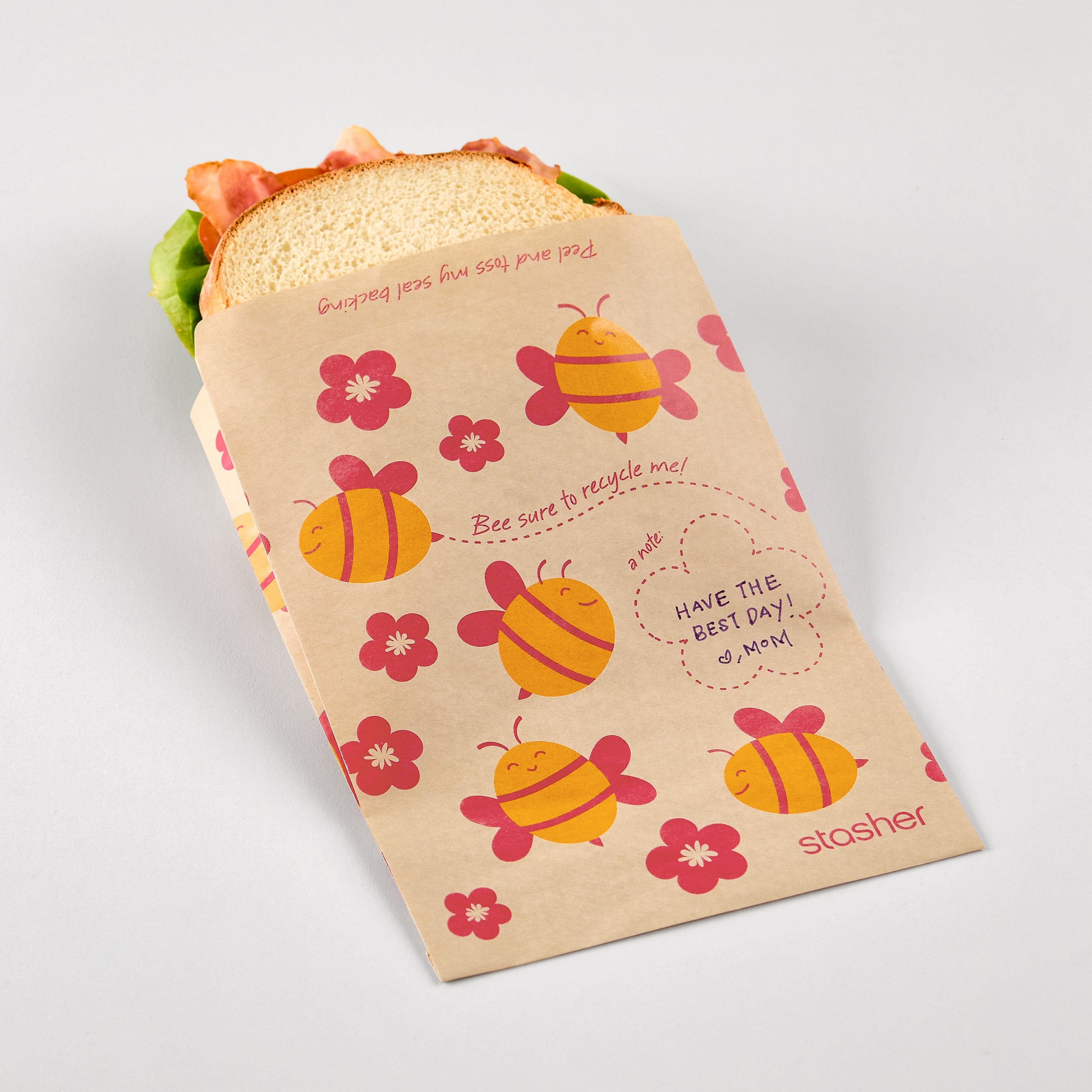 Recyclable Paper Sandwich Bags 50ct Reusable Storage Bag