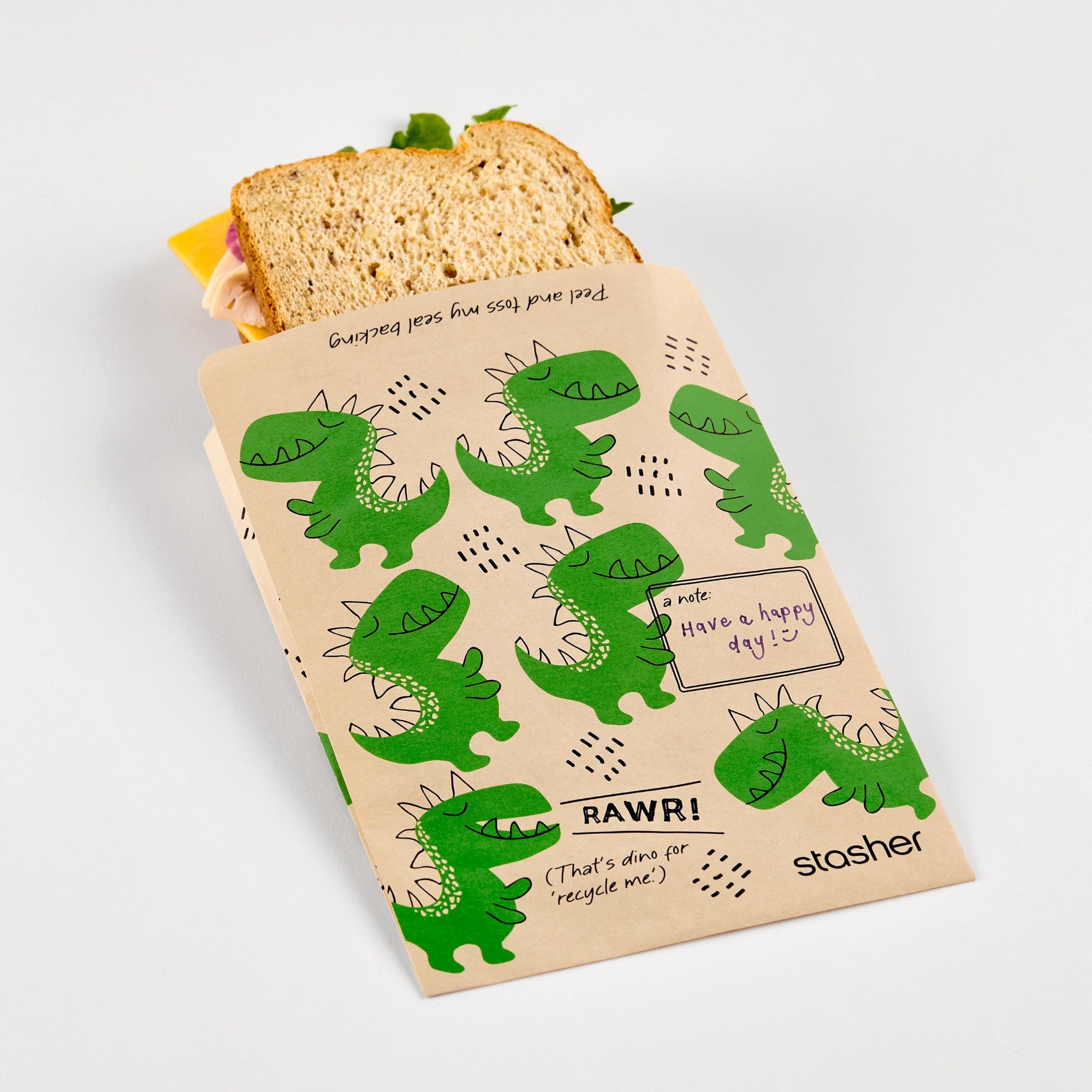 Recyclable Paper Sandwich Bags 50ct Reusable Storage Bag