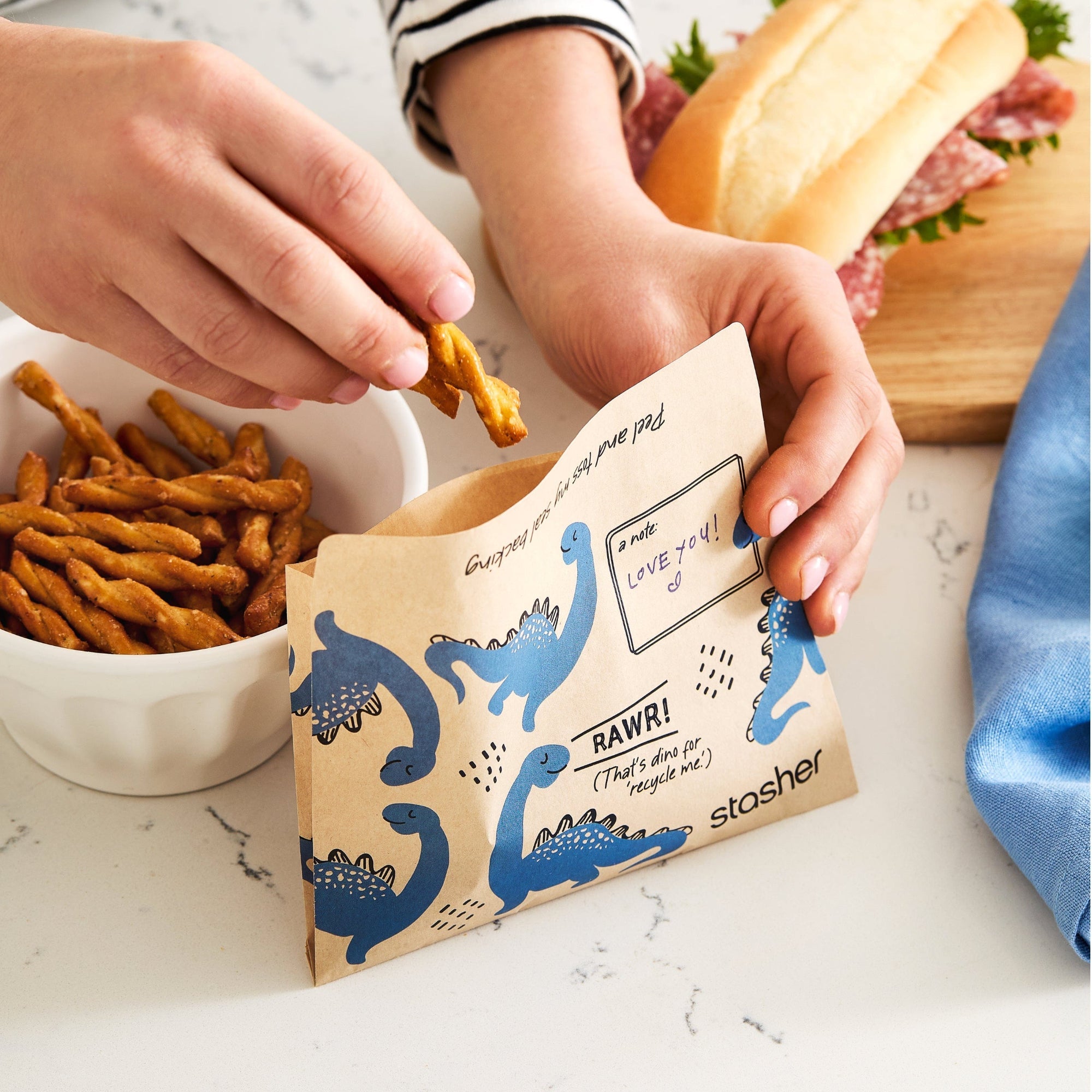 Recyclable Paper Snack Bags 50ct Reusable Storage Bag