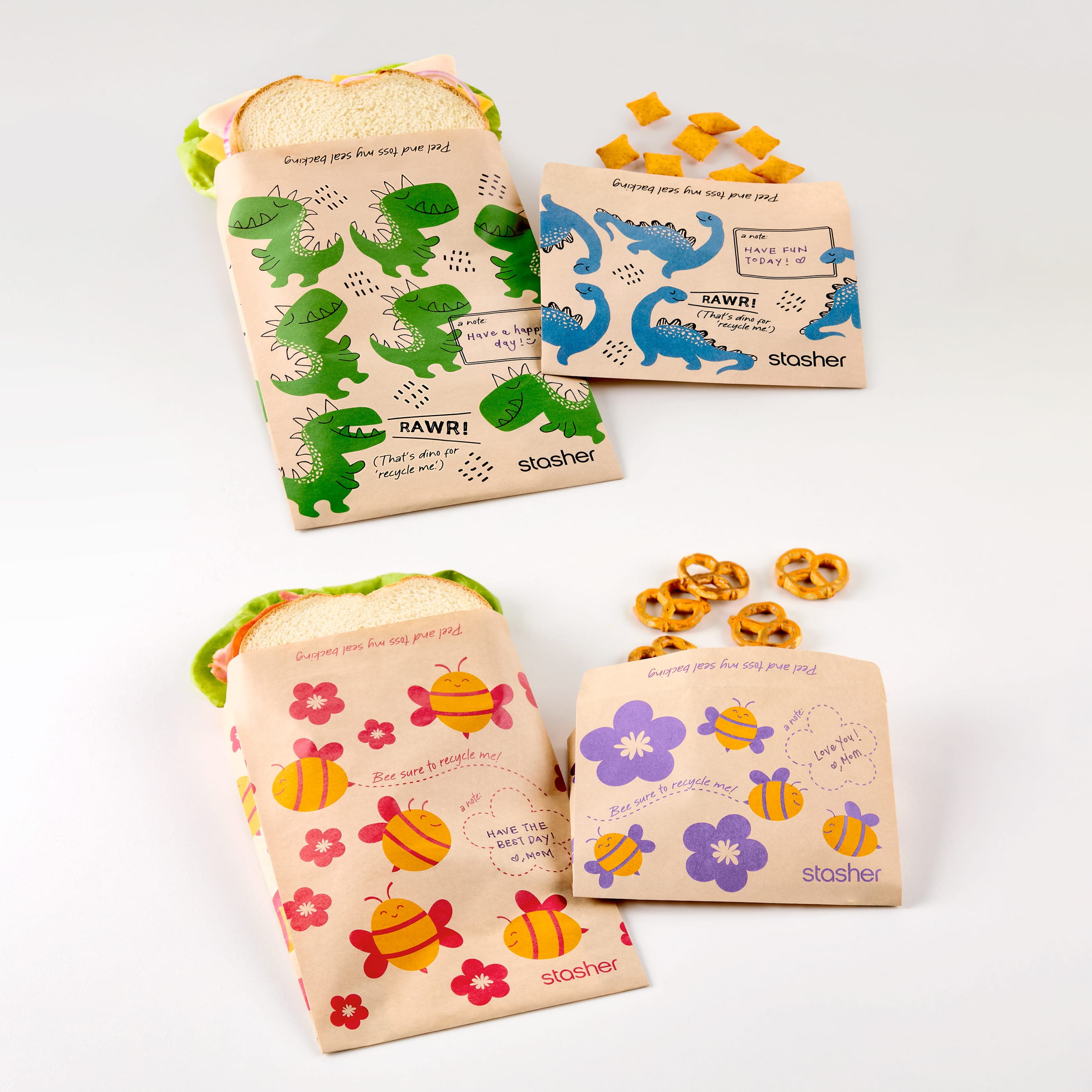 Recyclable Paper Bags 4-Pack 200ct Reusable Storage Bag