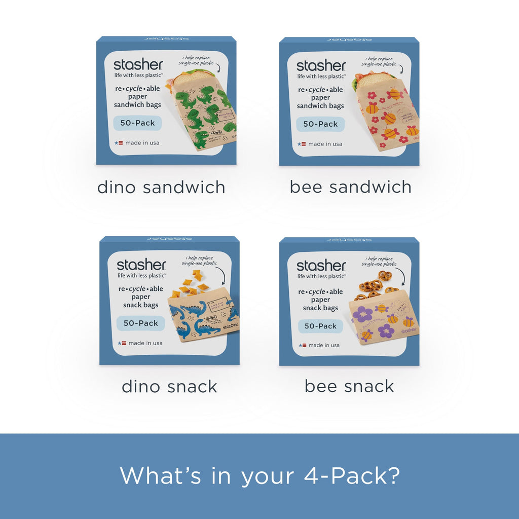 Recyclable Paper Bags 4-Pack 200ct Reusable Storage Bag