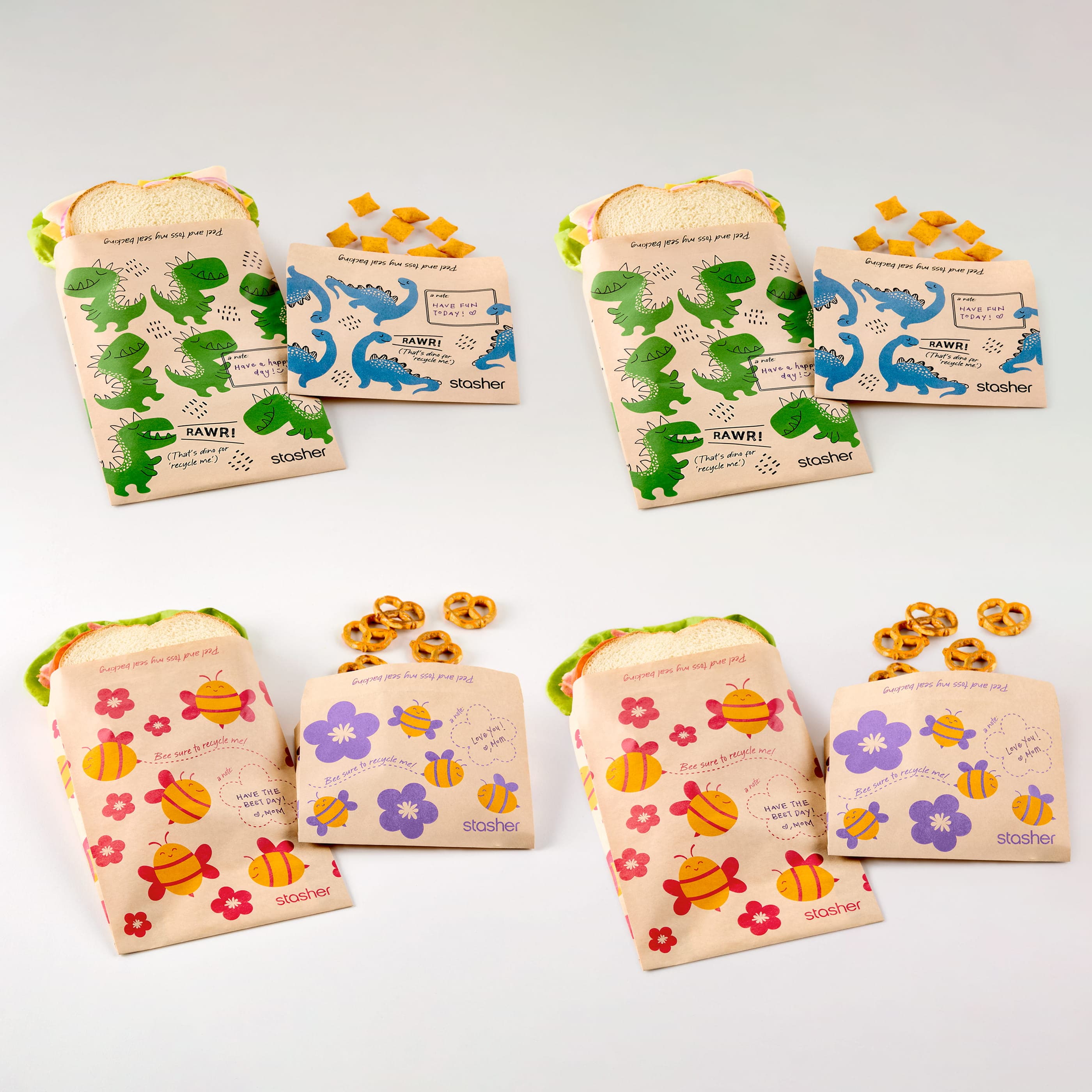 Recyclable Paper Bags 8-Pack 400ct Reusable Storage Bag